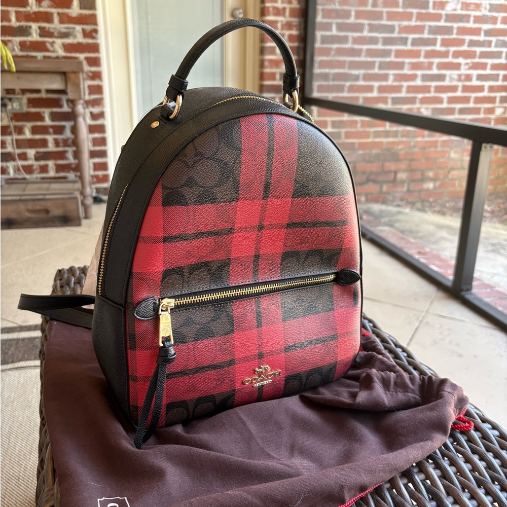 Coach Jordyn Backpack in Signature Canvas with Field Plaid Print